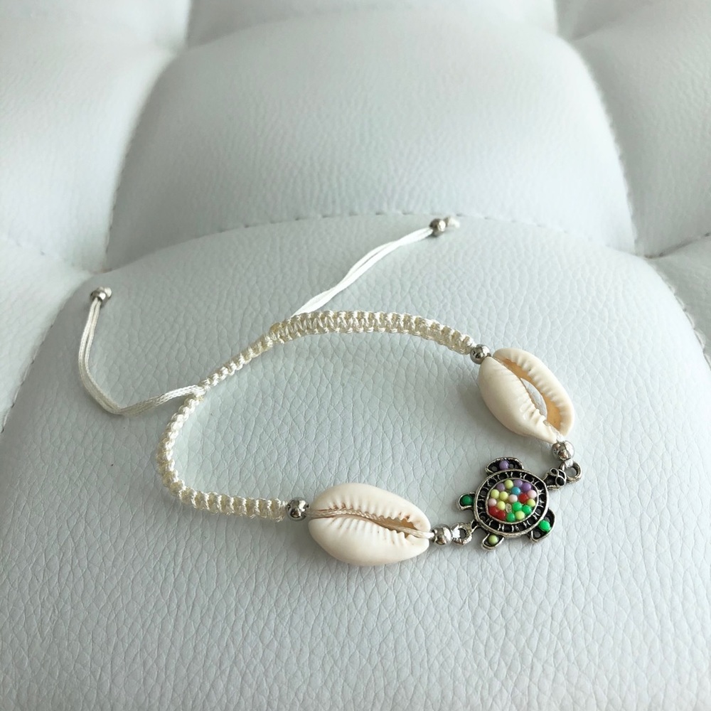 Adjustable Cream White Turtle Shell Bracelet